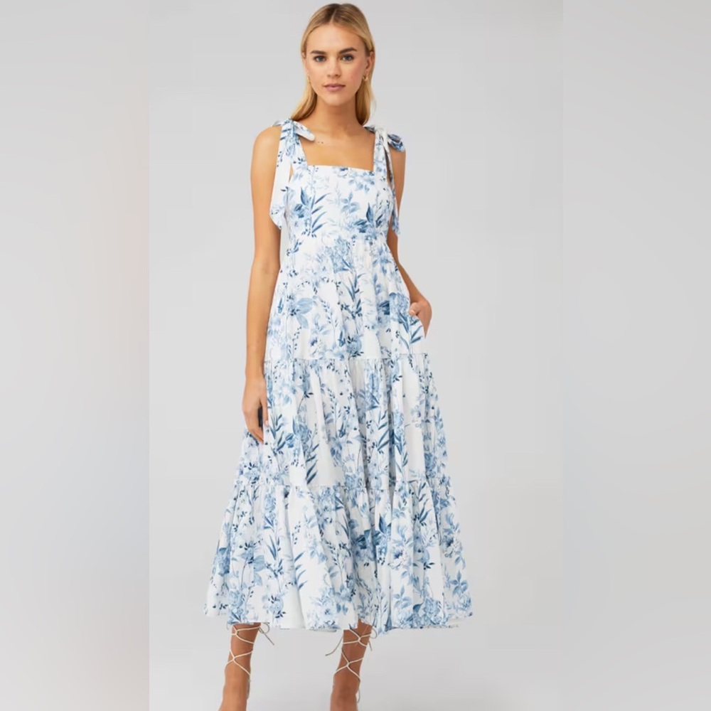 Yumi Kim XS Floral Blue and White Maxi Dress
